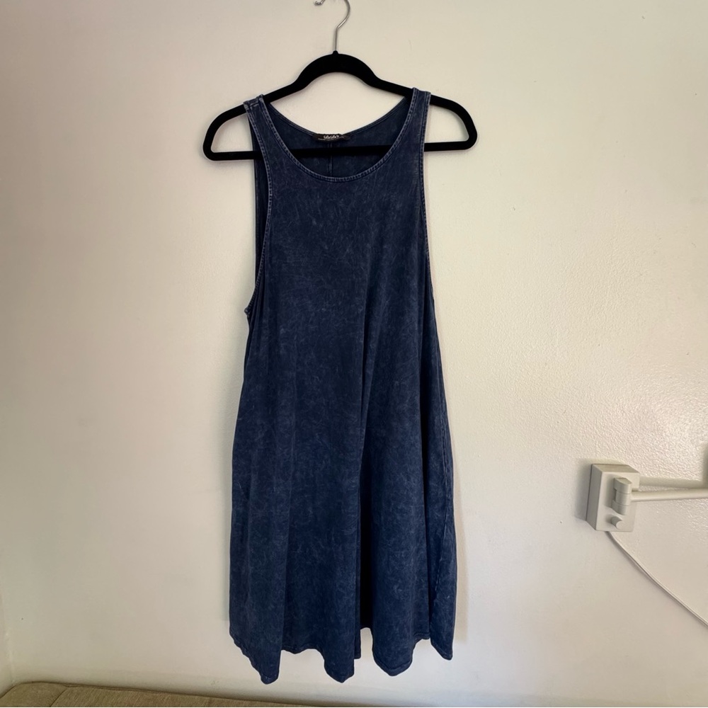 Washed Navy Tank Dress With Pockets Lulus western boho lagenlook